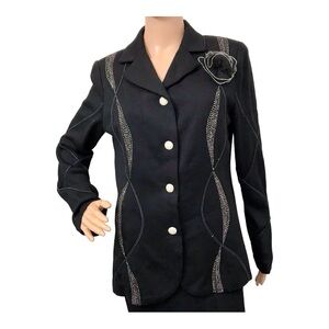 Donna Vinci Women’s Black Knitting Blazer,10